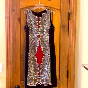 Emma & Michele black Art Deco dress, size 6